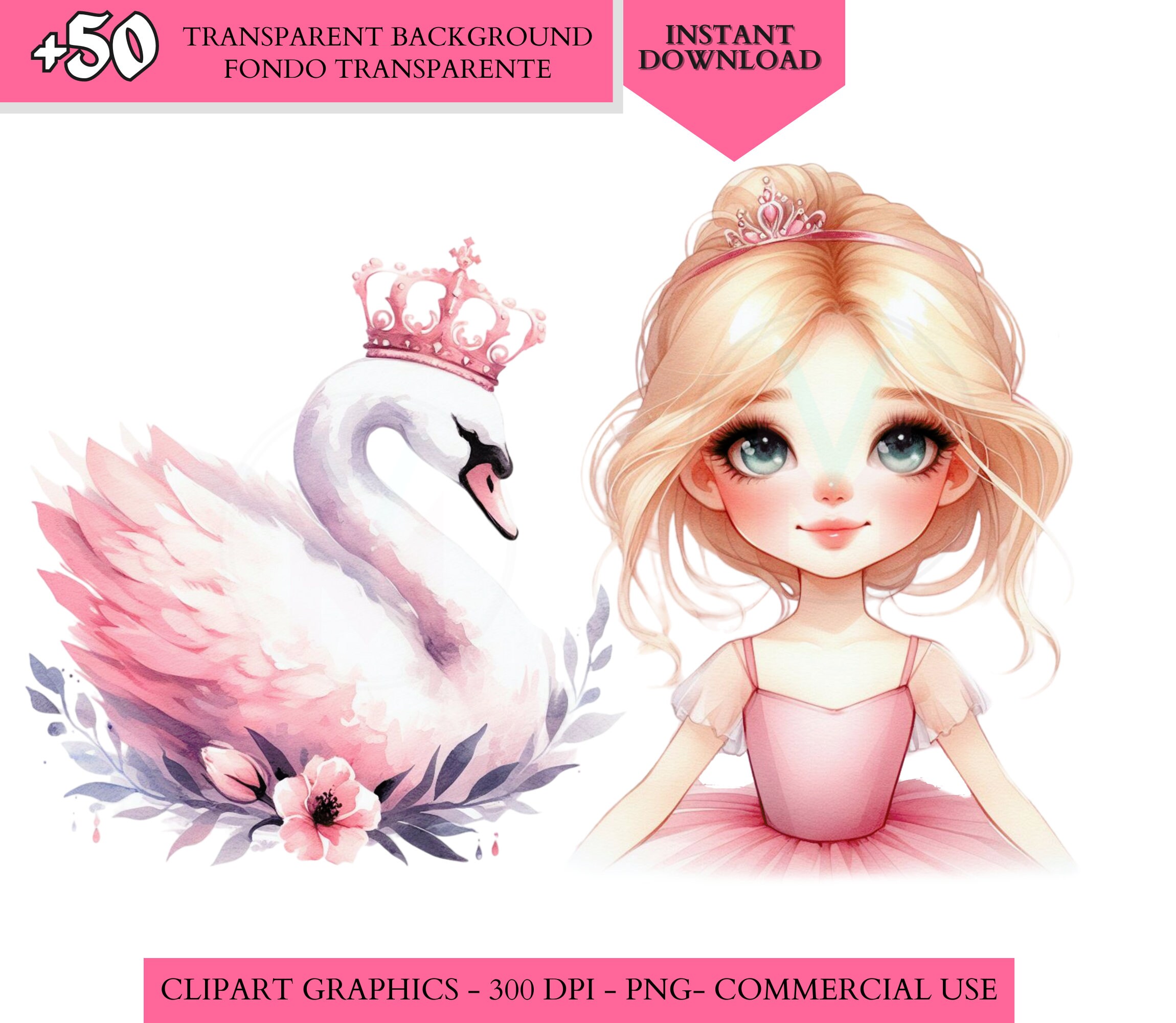 Pink Ballerina Clipart, Cute Ballet Clipart, Swan Lake Clipart ...