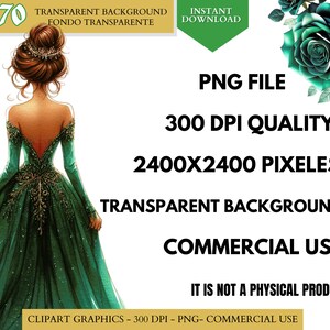 Green Quinceañera png Dress Green Princess Clipart watercolor clip art Bridesmaid Sweet Sixteen Dress quinceanera png clipart commercial use
