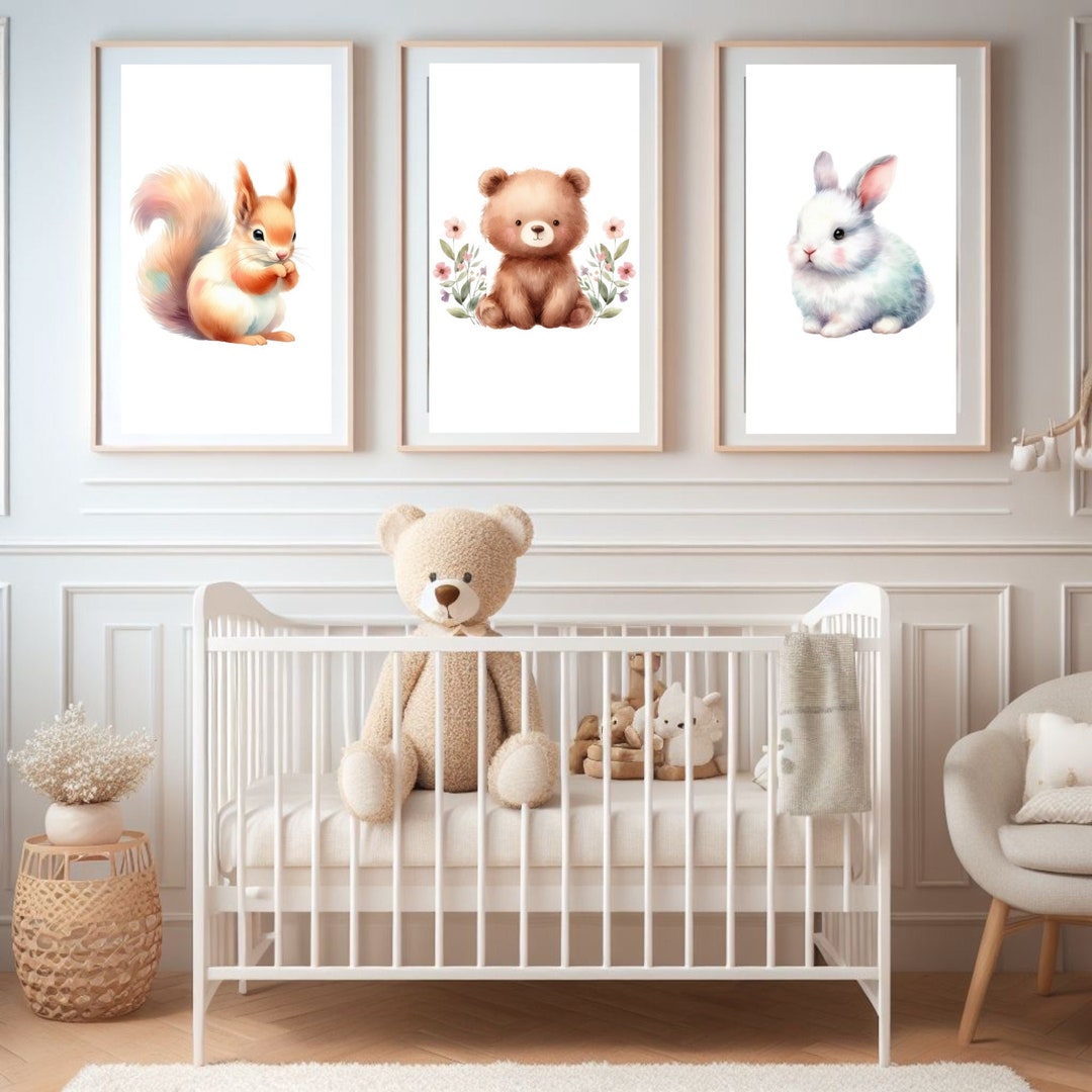 Woodland Nursery Decor, Set of 4 Nursery Prints, Forest Nursery Poster ...