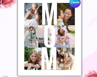 Mama-Fotorahmen, EDITIERBARER Mama-Rahmen, Muttertagsgeschenk, Mama-Druckfotos, Canva-Vorlage, Sofort-Download, Mama-Tochter-Collage, druckbar