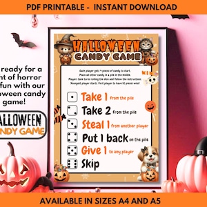 Halloween Candy Game, Halloween Party Games Printable, Halloween Trivia, Halloween Game For Kids Teens Adult, halloween party activities PDF