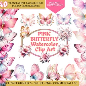 Aquarela Borboletas rosa clipart, borboleta clipart, borboleta png, Borboleta rosa aquarela, borboleta para impressão, uso comercial, png