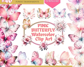 Watercolor Pink butterflies clipart, butterfly clipart, butterfly png, Pink butterfly watercolor, butterfly printable, commercial use, png