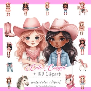 Cute Cowgirl Clipart, Pink Cowgirl PNG, Baby Girl Cow Girl Clipart Bundle, Wild West, Cowboy PNG Cowgirl Boots, Western Clipart, Birthday