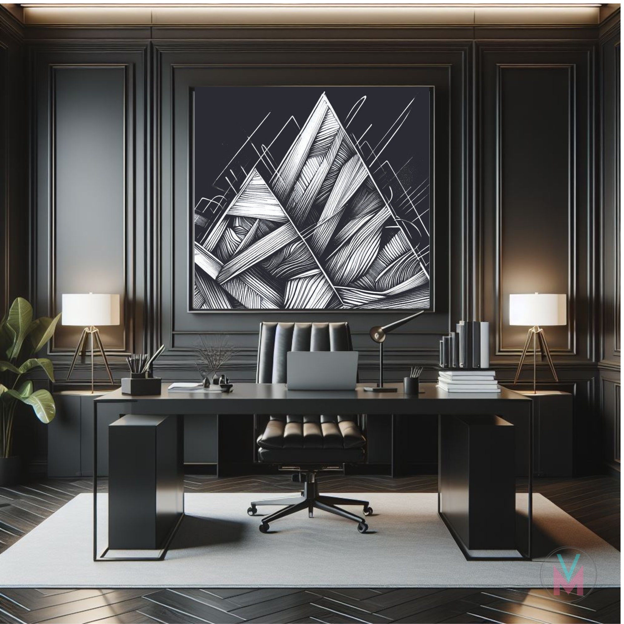 Set of 3 Modern Wall Artoffice Wall Decor Black White Wall Artmodern Office Decorabstract