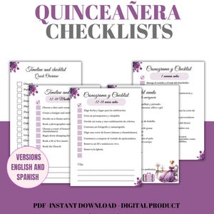 QUINCEANERA CHECKLIST. Printable Quinceañera  Purple Timeline Quinceanera Planner Template Quinceañera To Do List, Quinceanera program  PDF
