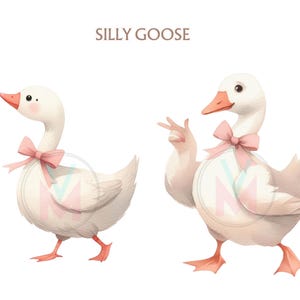 Silly Goose Clipart Spring Vintage Cottagecore Whimsical Cute ...