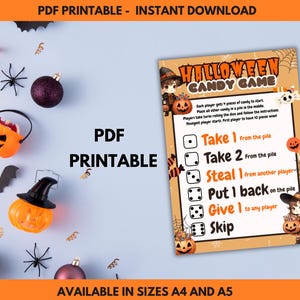 Halloween Candy Game, Halloween Party Games Printable, Halloween Trivia, Halloween Game For Kids Teens Adult, halloween party activities PDF