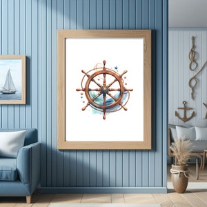 Nautical Wall Art, Nautical Watercolor Set of 6, Navy Blue Wall Art ...
