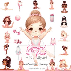 Clipart di ginnastica, Clipart di ragazze ginnaste, Clipart di palestra, Ginnasta, Trave di equilibrio, Ginnastica ritmica, Elementi di ginnastica, Palla, uso commerciale