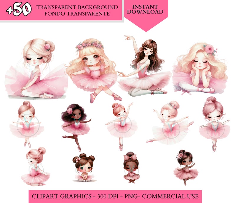 Pink Ballerina Clipart, Cute Ballet Clipart, Swan Lake Clipart ...