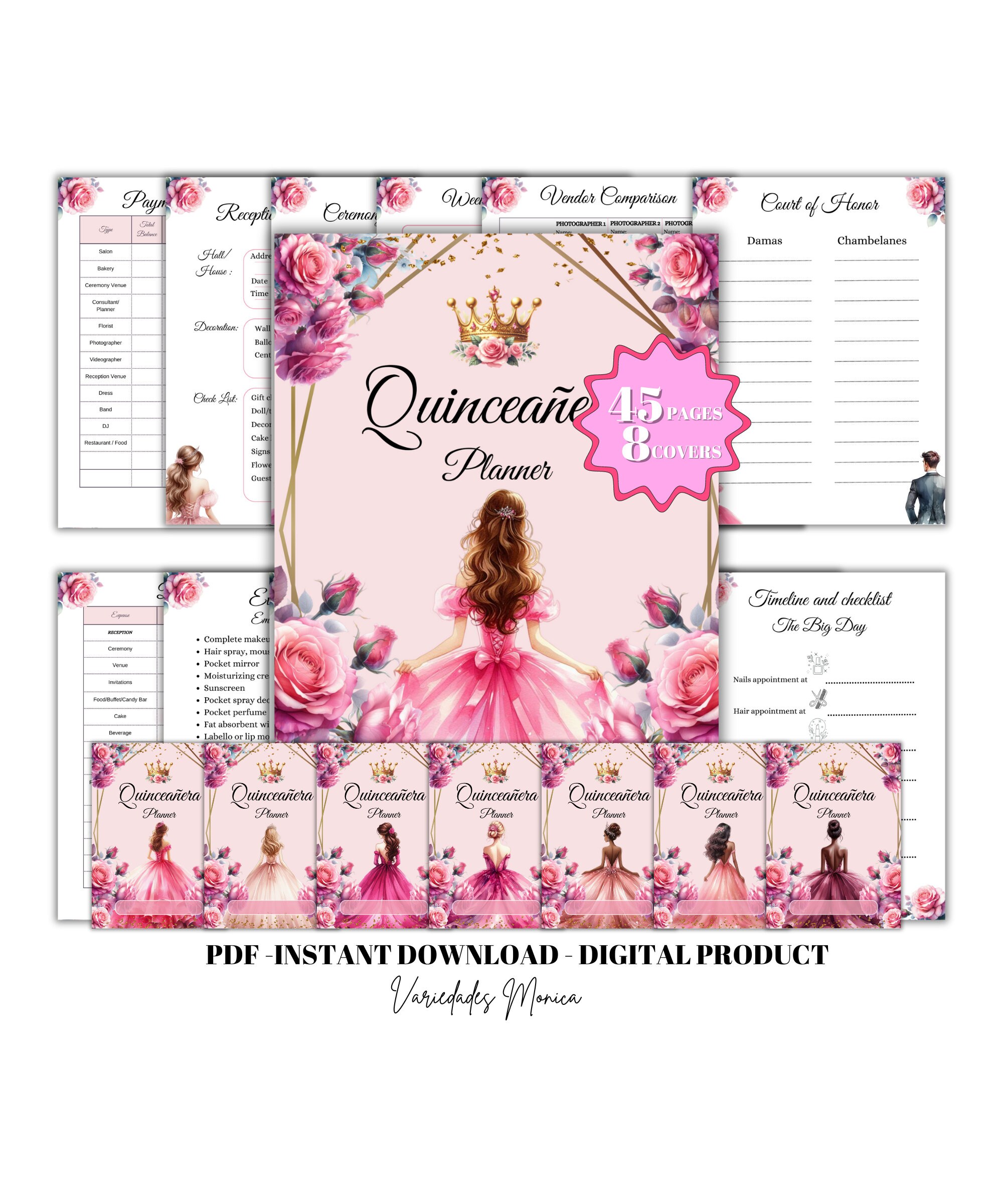 Quinceañera Planner PINK Quince Pink Book Planning Checklist Quinceañer ...