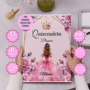 Quinceañera Planner PINK Quince Pink Book Planning Checklist Quinceañer Template Quinceanera Printable Planner floral Mis XV PlannerBook pdf