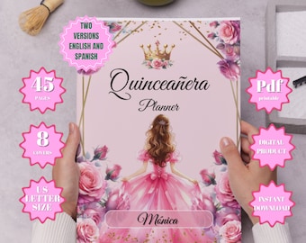 Quinceañera Planner PINK Quince Pink Book Planning Checklist Quinceañer Template Quinceanera Printable Planner floral Mis XV PlannerBook pdf