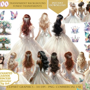 Quinceañera png witte jurk magische quinceanera prinses clipart Enchanted Forest aquarel illustraties bruidsmeisje Sweet Sixteen png xv años png