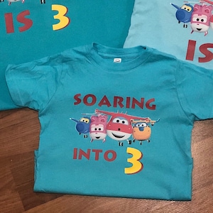 Super wings birthday shirt; Soaring into 3 birthday shirt; soaring birthday shirt; airplane birthday shirt; family birthday shirts;