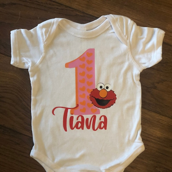 Elmo theme 1st birthday onesie; Elmo birthday shirt; 1st birthday onesie Elmo;