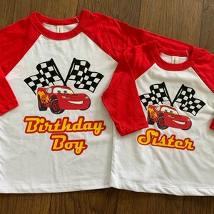 Cars inspired theme birthday shirt, Lightning McQueen birthday shirt, race car birthday shirt