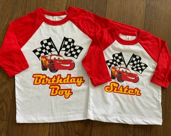 Cars inspired theme birthday shirt, Lightning McQueen birthday shirt, race car birthday shirt