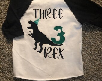 Three Rex birthday shirt; 3 rex shirt; 3rd birthday dinosaur shirt; dinosaur birthday shirt