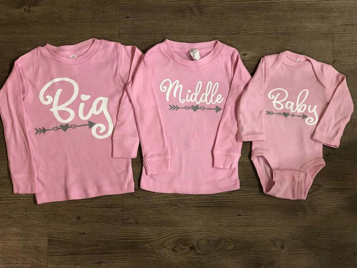 Sibling Shirts Matching Big Sister Middle Sister Baby Sister Etsy