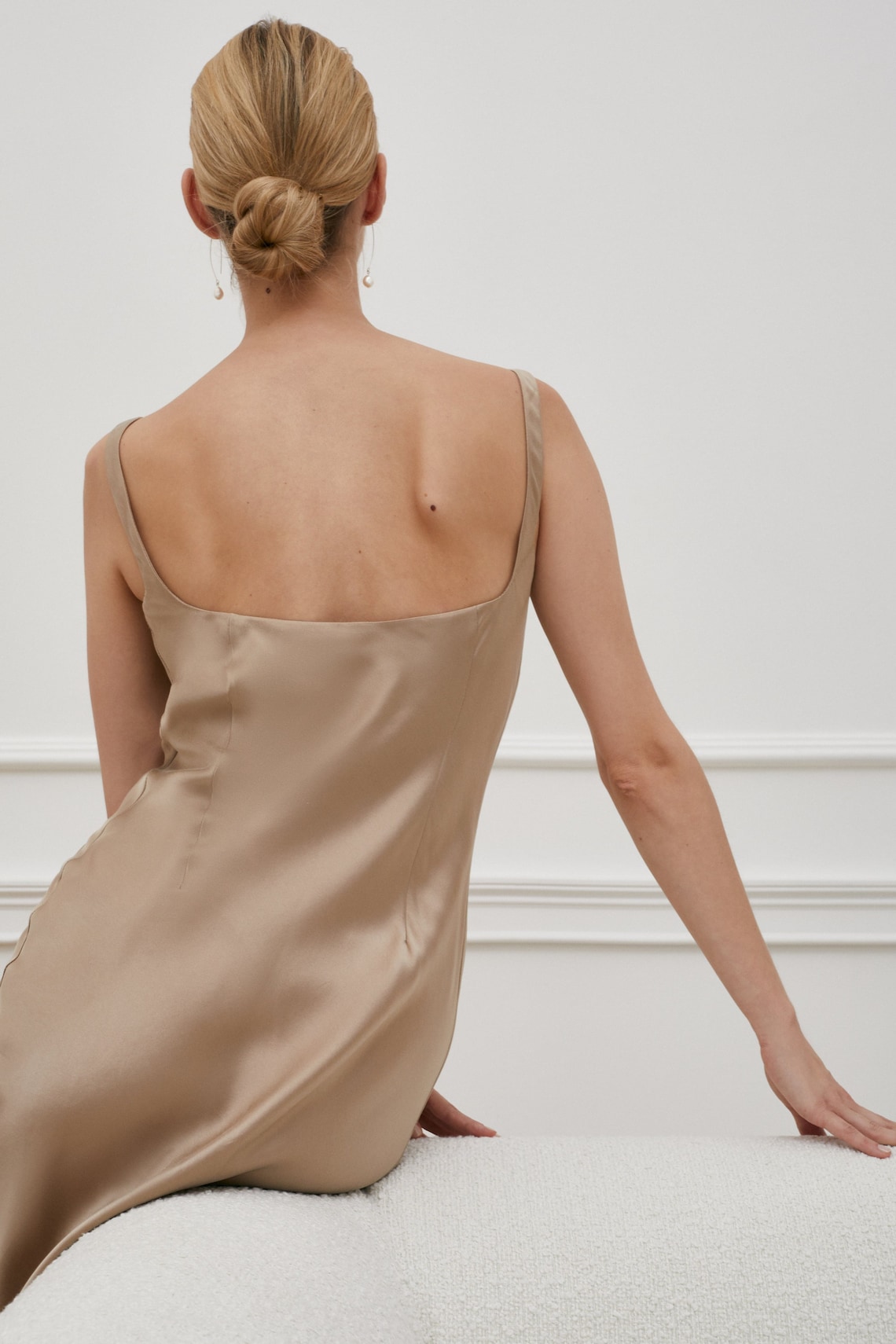 Champagne Silk Dress Wedding Guest Dress Cocktail Silk Dress Etsy