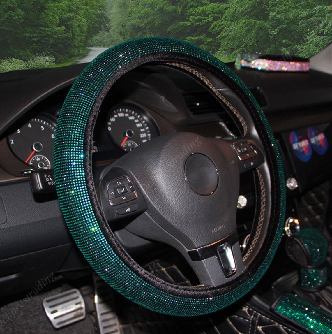 Emerald Green Diamond Steering Wheel Cover Bling Wheel Etsy