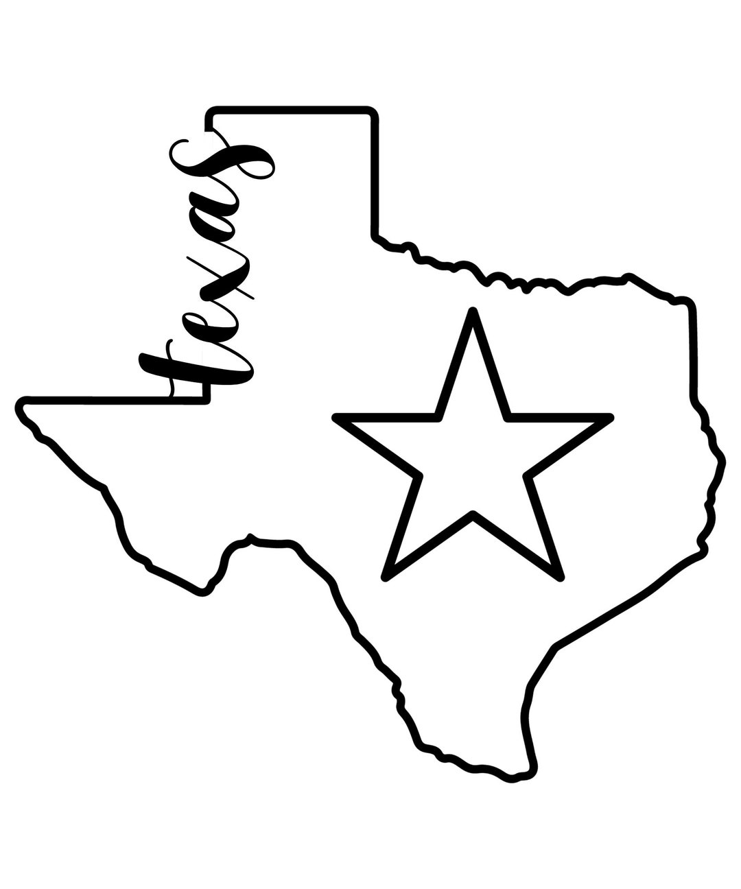 Texas Lone Star Outline With Text SVG Files Cricut Cut Files Etsy