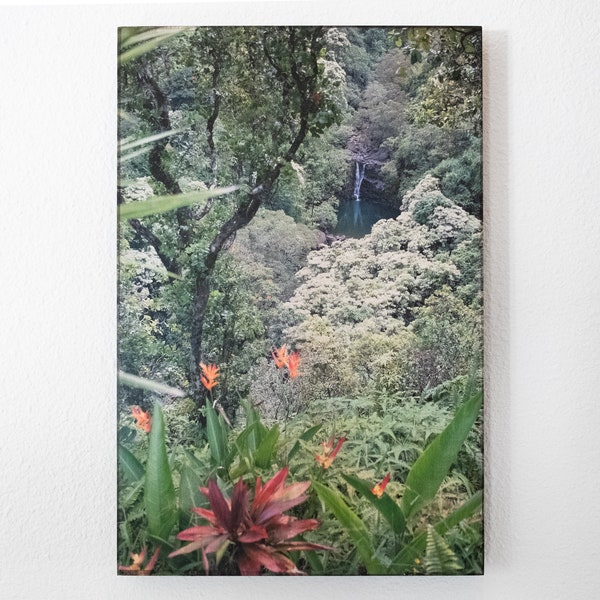 Stunning Hand Made Fine Art Photograph Pigment Emulsion Transfer on Deep Wood Panel Hawaii, Maui Photograph 12"x18"x1.5"