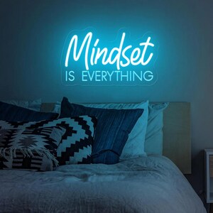 Mindset is Alles Leuchtreklame | Positivität motivierende Wandkunst | Motivierende Geschenke | Wohnkultur | Inspirierende Zitat Dekoration |