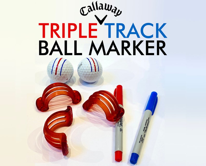 Callaway Triple Track Golf Ball Line Marker Stencil Chrome Soft ERC W/Sharpies 100% Perfect Match With Triple Track Alignment See Pictures image 1
