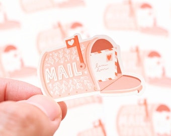 16 Mini diecut sticker seals : Pink Mailbox