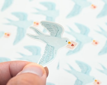 24 Mini diecut sticker seals : Pigeon Post sticker / love letter bird seals