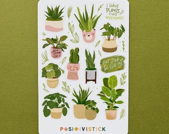 House Plant Sticker Sheet, Cute Journal Stickers