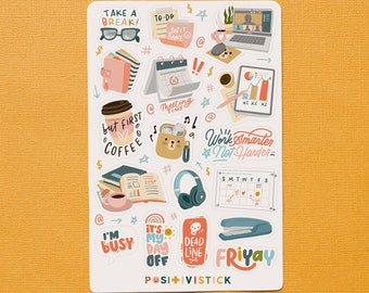 Work From Home Sticker Sheet - Cute Planner Stickers