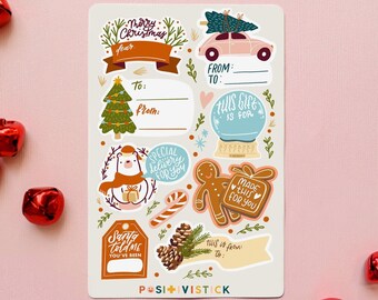 Christmas To and From Sticker sheet/ Christmas Gift label