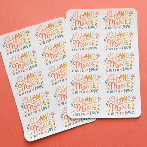 20 Diecut sticker seals : Handmade with love 2 sticker sheets / PKG seal diecut sticker image 3