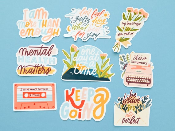 A Set of Mental Health Stickers / Feelings Matter 9 Stickers Total