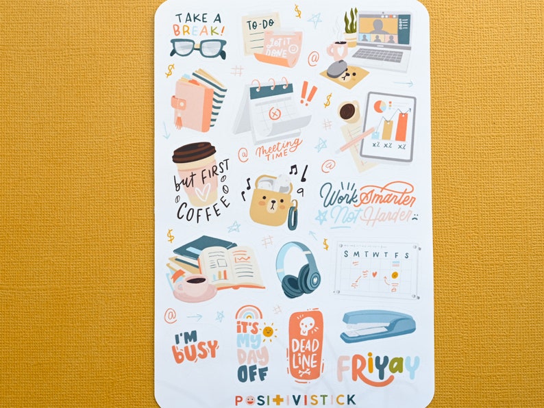 Working Day Sticker Sheet / WFH Sticker Sheet / Working From Home ...