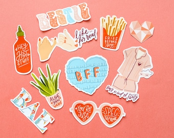 A set of BFF stickers / Best friends stickers / Bestie BAE stickers  (10 stickers total)