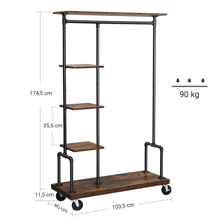 Industrial Clothes Rail Open Wardrobe Furniture Coat Rack Etsy UK