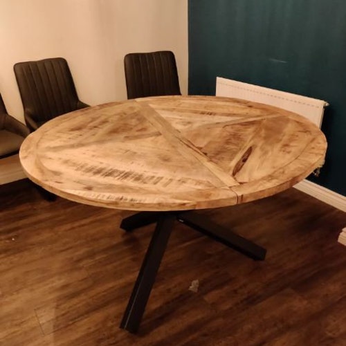 Industrial Large Round Dining Table Rustic Vintage Dinner Uk Industrial Large Round Dining Table, Rustic Round Dining Table For 6