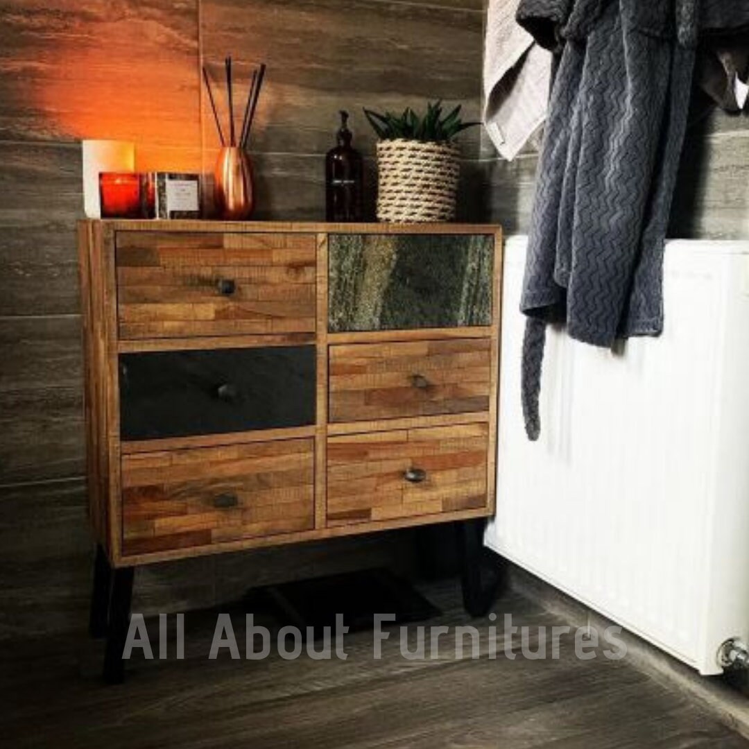 Cofre retro cajones rústicos de madera maciza side Cabinet | Etsy