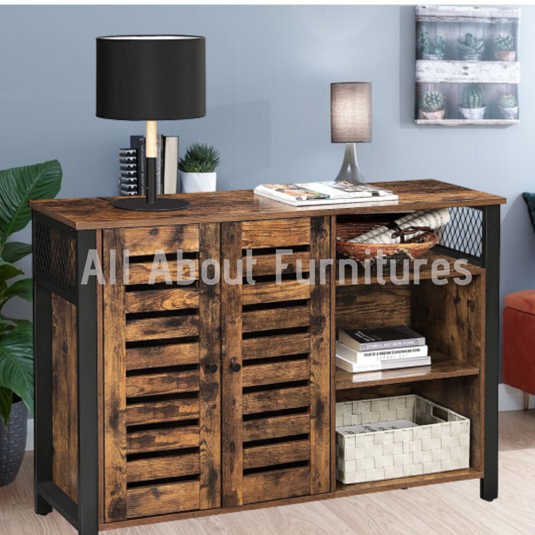 Industrial Storage Sideboard With 2 Doors Adjustable Etsy UK