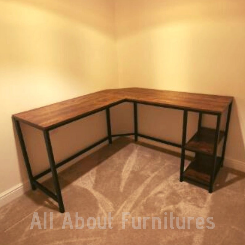 Industrial Computer Corner Desk Metal Workstation PC Student Etsy