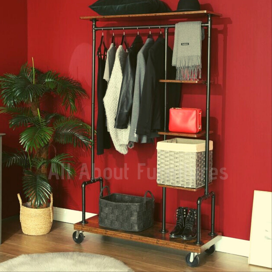 Industrial Clothes Rail Open Wardrobe Furniture Coat Rack Etsy UK