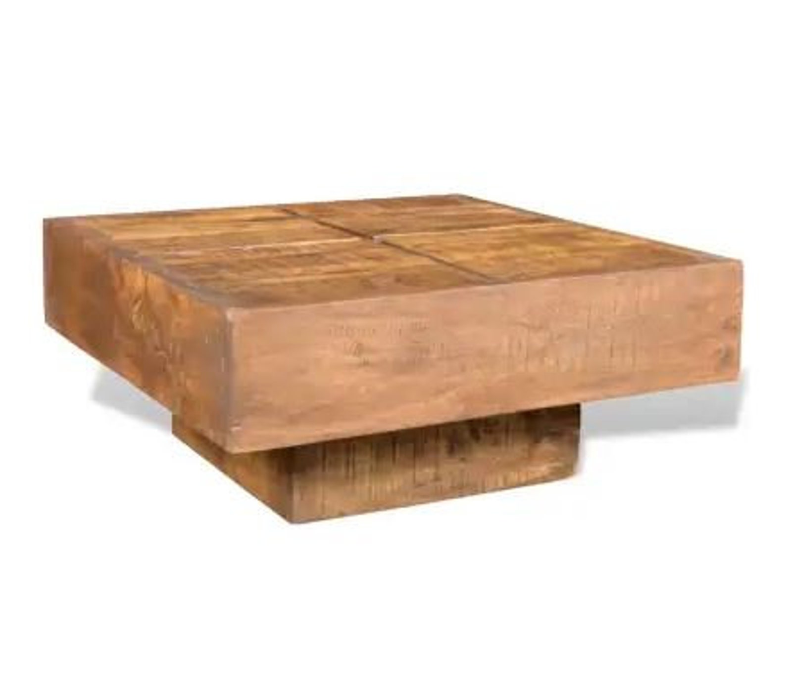 Solid Wood Square Coffee Table Rustic Furniture Antique Style Etsy