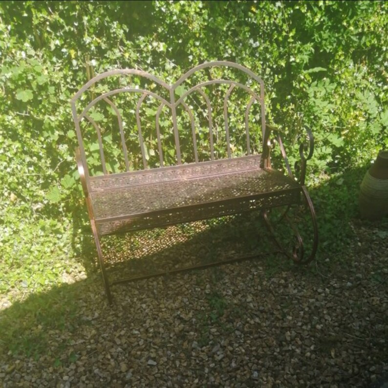 Shabby Chic Garden Bench Vintage Swing Chair Wrought Iron Etsy UK