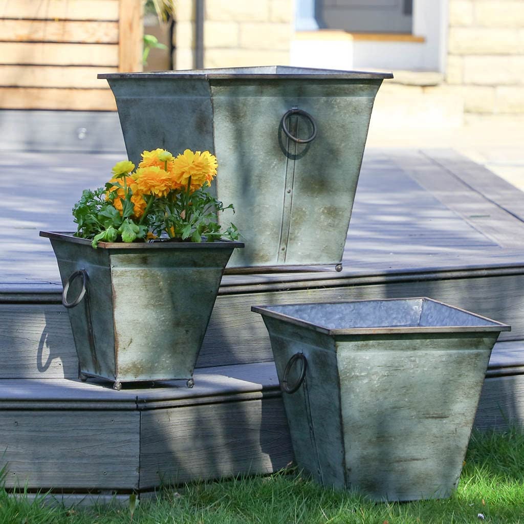 Square Garden Planter Pot Set of 3 Planters Flower Plant | Etsy