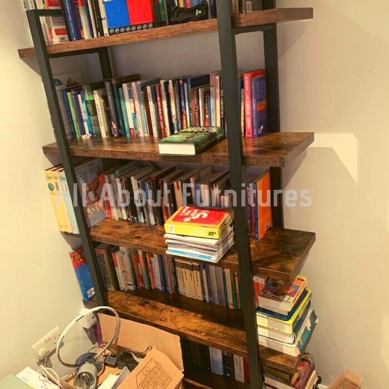 Vintage Industrial Bookcase Tall Metal Shelving Unit Rustic Etsy